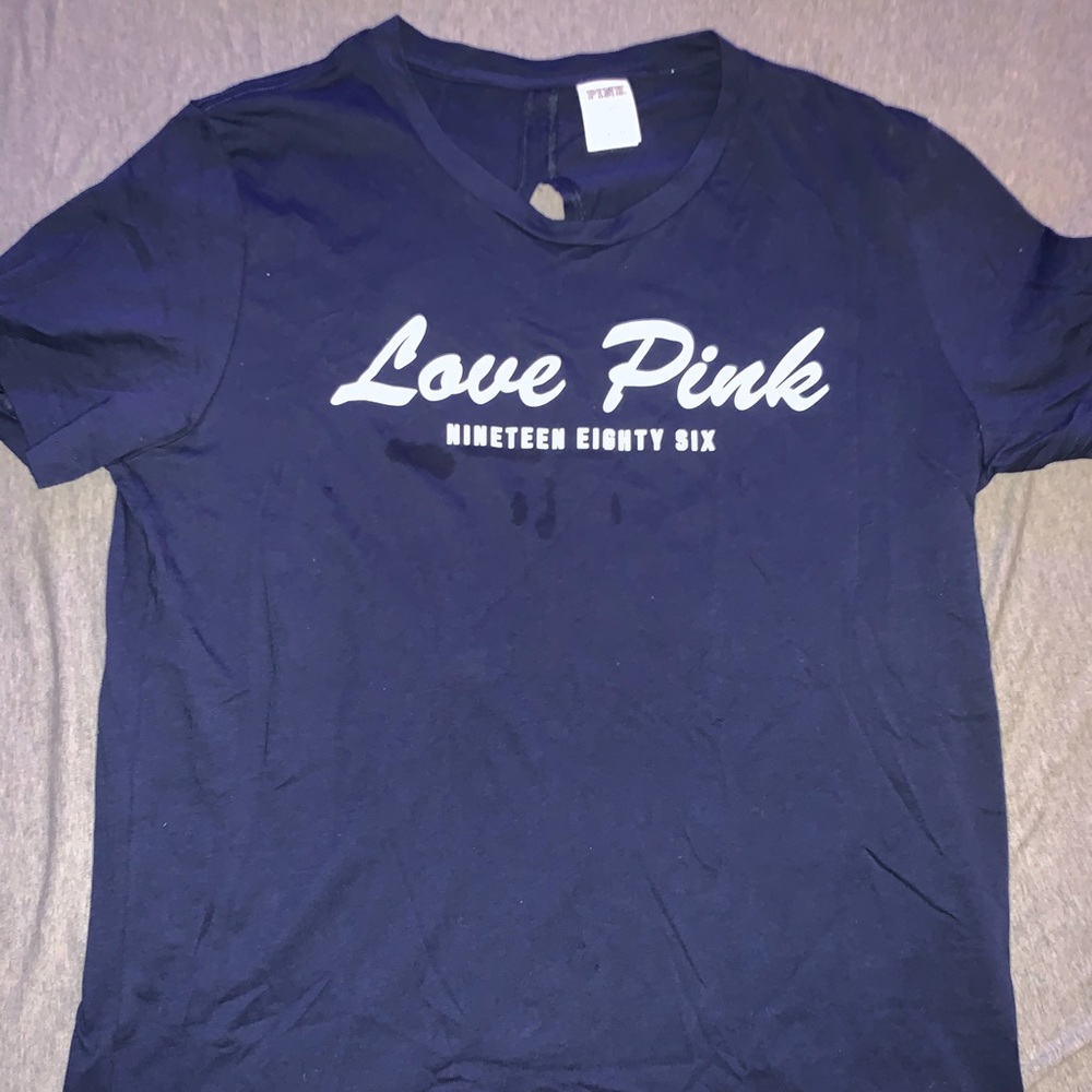 PINK Navy Blue Open Back t-shirt